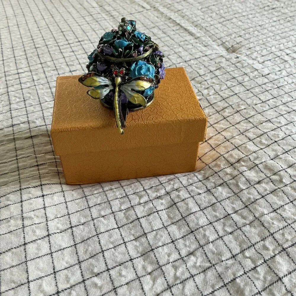 YU FENG Mini Teapot Trinket Box Hinged For Girls Ring Holder Handmade Ring Ho...